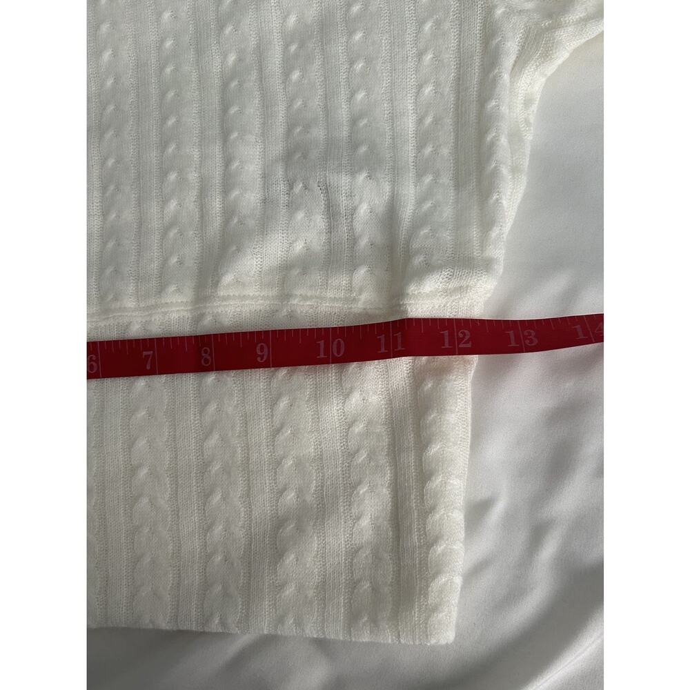 NWT B.O G. Cropped Crew Neck Balloon Sleeves Cable Stitch Ivory Sweater-Small - Picture 8 of 10